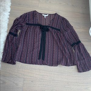 Bcbg striped blouse with bow